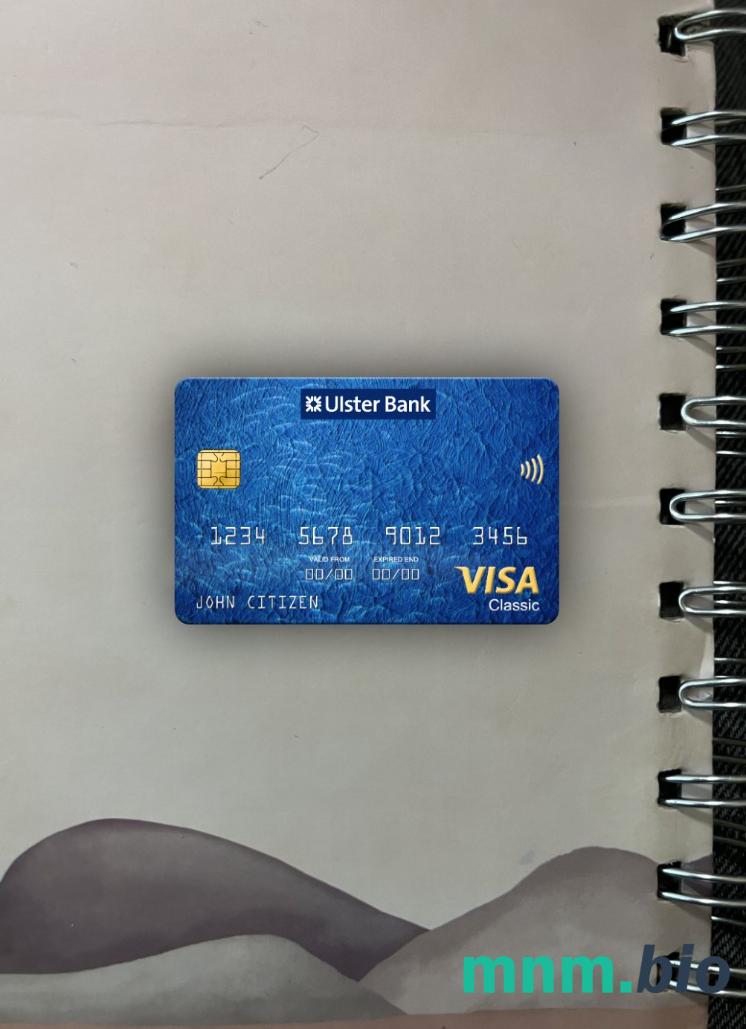 Republic of Ireland Ulster bank visa classic card wygląd fotograficzny skan PSD + zdjęcie